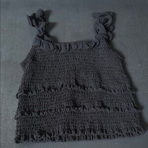 Elegant Black Ruffled Tank Top